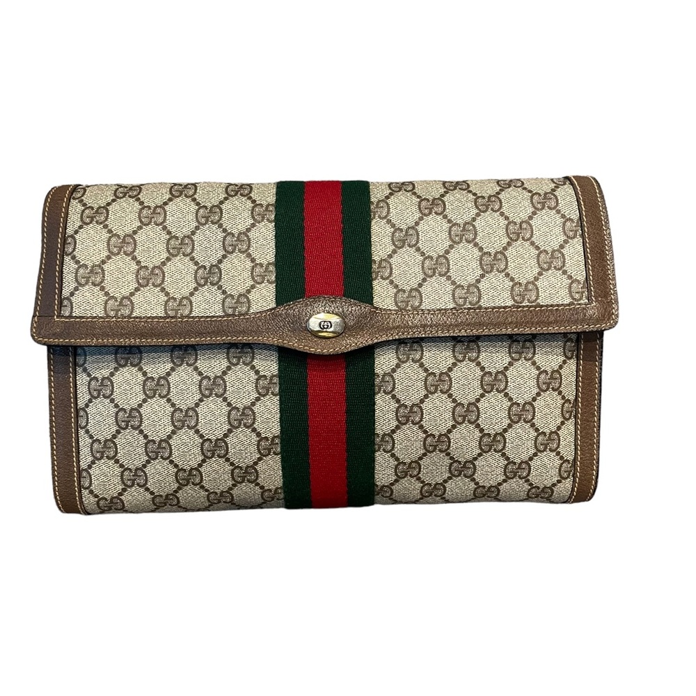 🔴SOLD🔴Gucci Large Ophidia Sherry Line Supreme GG Monogram Clutch - Picture 4 of 13